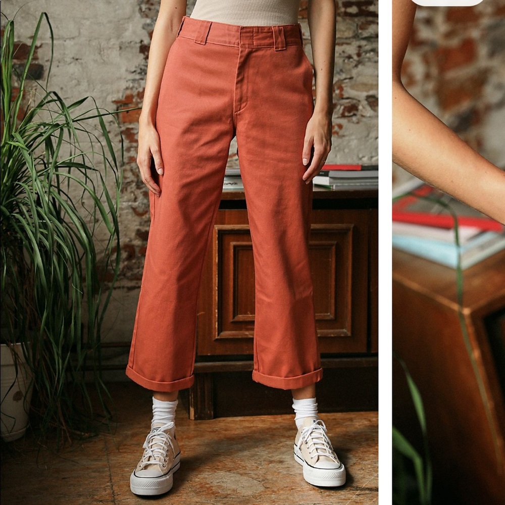 Womens Dickies Work Crop Roll Hem Pants
